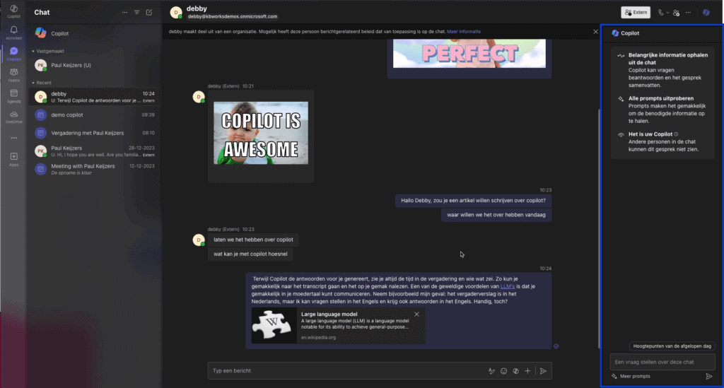 Prompts gebruiken in M365 Copilot chats