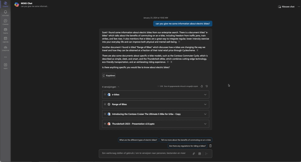 Zoeken met Microsoft 365 Copilot chat