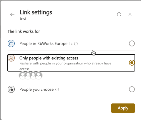 Sharing only people with existing access