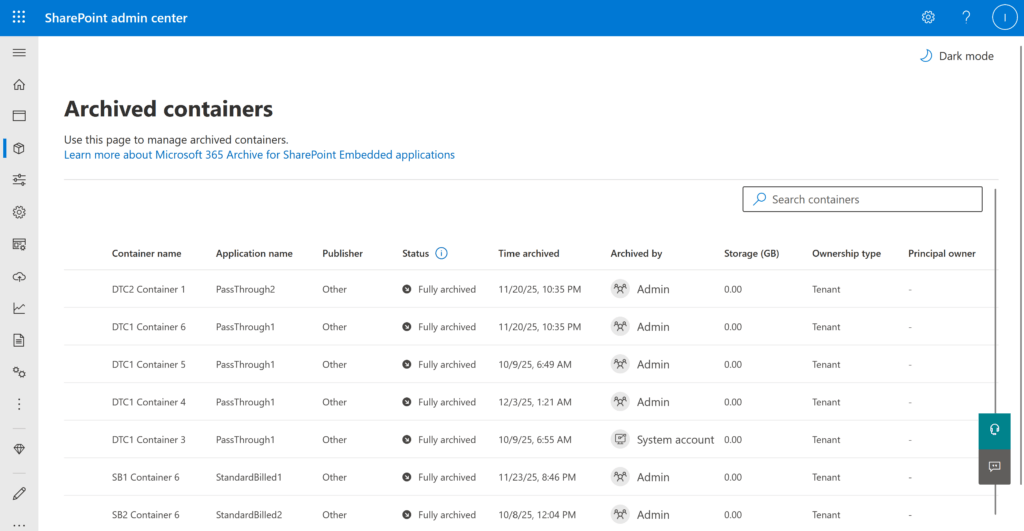 Microsoft Graph API workflow for SharePoint Embedded Archival