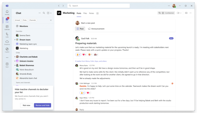 box to show hide channels