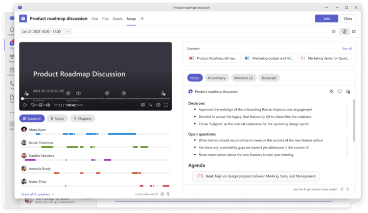 Meeting notes for product roadmap discussion