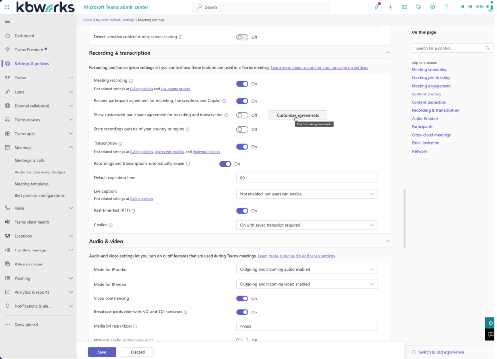 recording menu - KbWorks - SharePoint and Teams Specialist