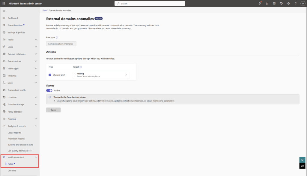 teams admin rules - KbWorks teams admin center rules