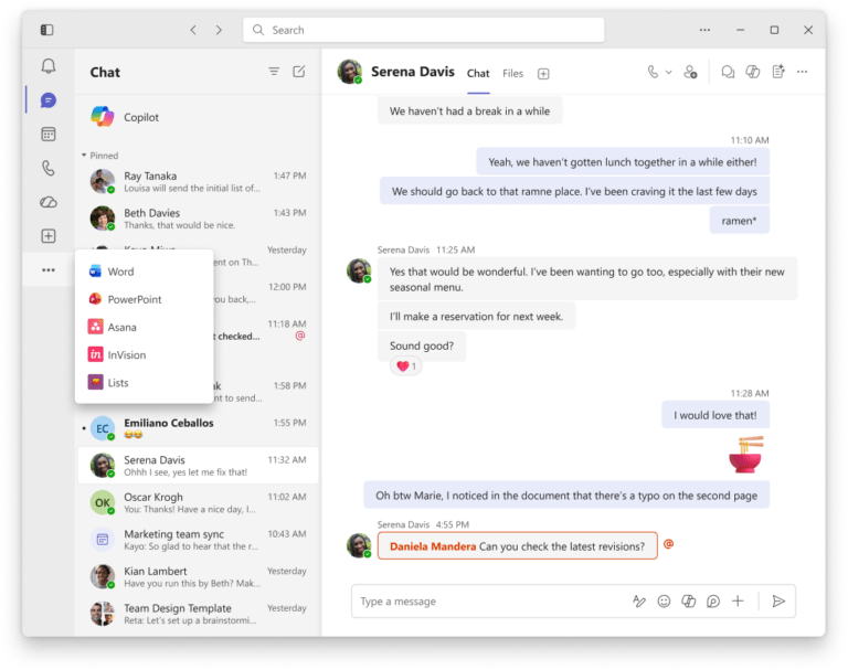 Image showing the comparison between the old cluttered app bar and the new simplified Microsoft Teams app bar layout.