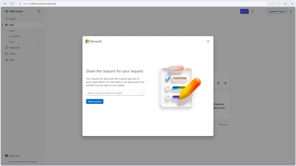 On the next screen, there is an option to provide a business justification for the request; this step is optional: