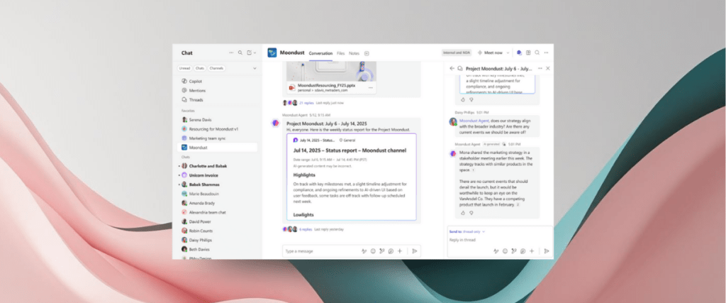 Chat interface with project discussions