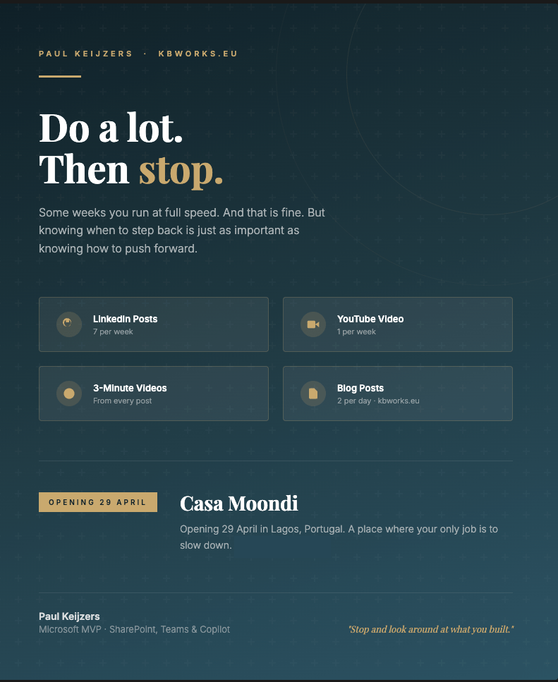 Website promoting Casa Moondi opening