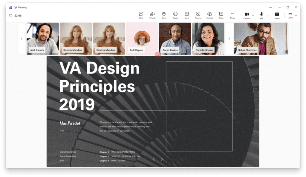 default meeting where the divider is highlighted