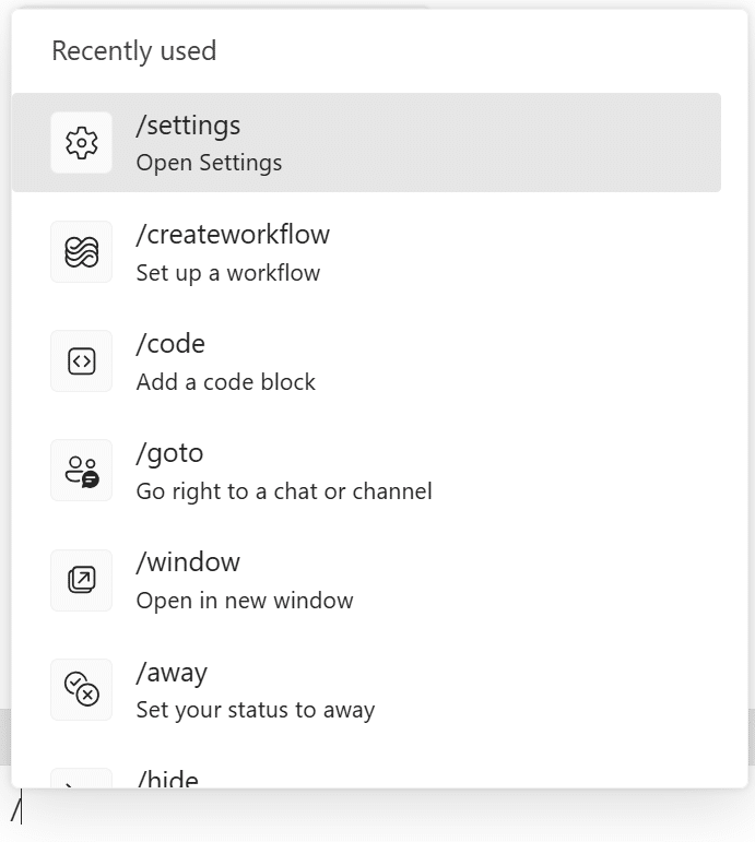 Menu options for workflow settings