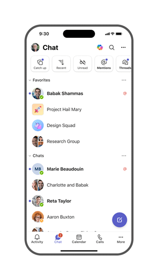 unread messages teams mobile