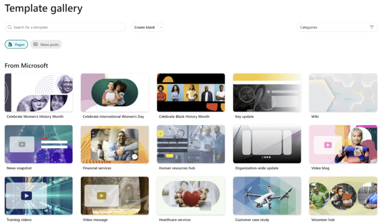 31 templates in SharePoint