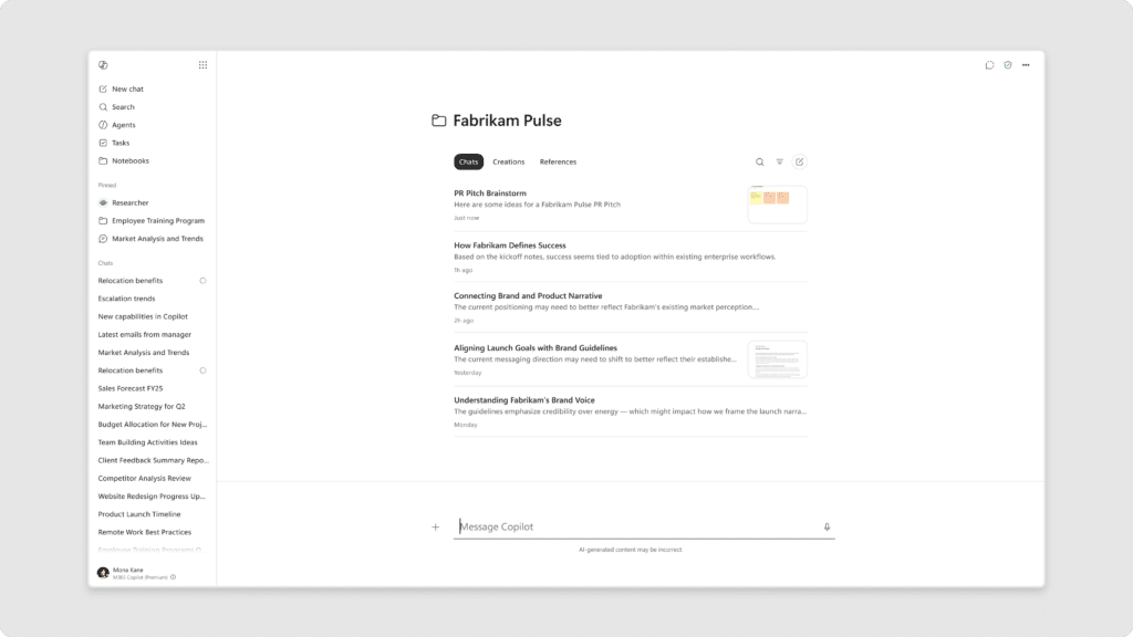 Notebooks across chats