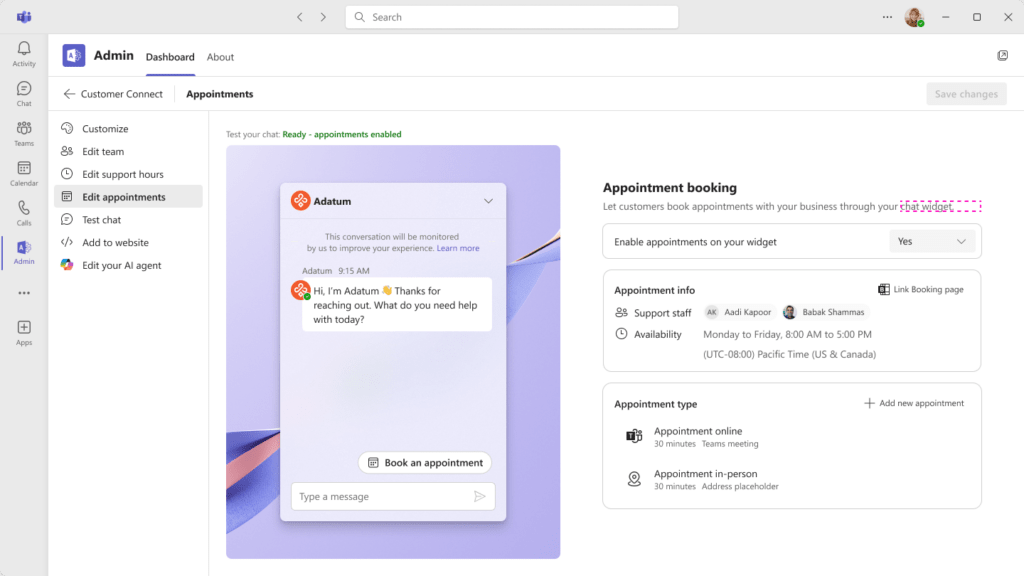 Customer Connect booking