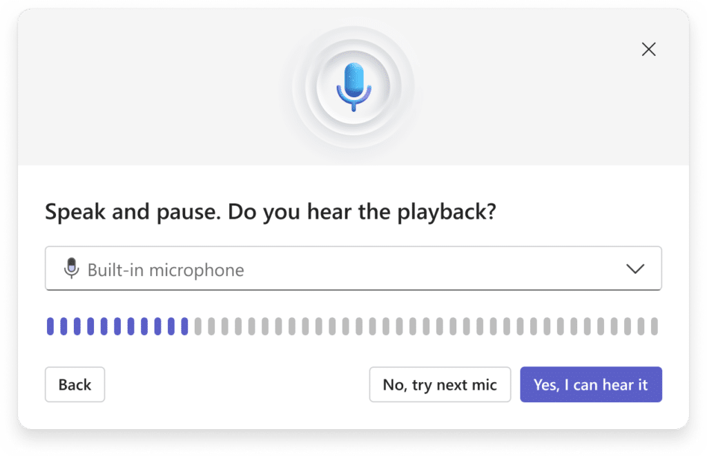 New way to check audio in teams